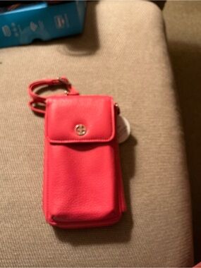 Giani Bernini Coral-Red Crossbody Phone Pouch with Flap